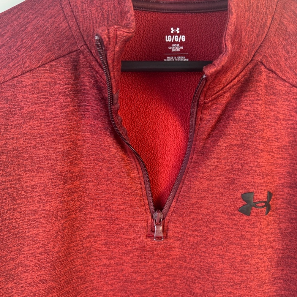 Under Armour  Fleece 1/4 Zip Pullover Men’s L Dark Red Loose Fit 1373358 - Picture 3 of 8